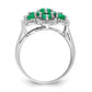 Sterling Silver Rhodium-plated Emerald Flower Ring