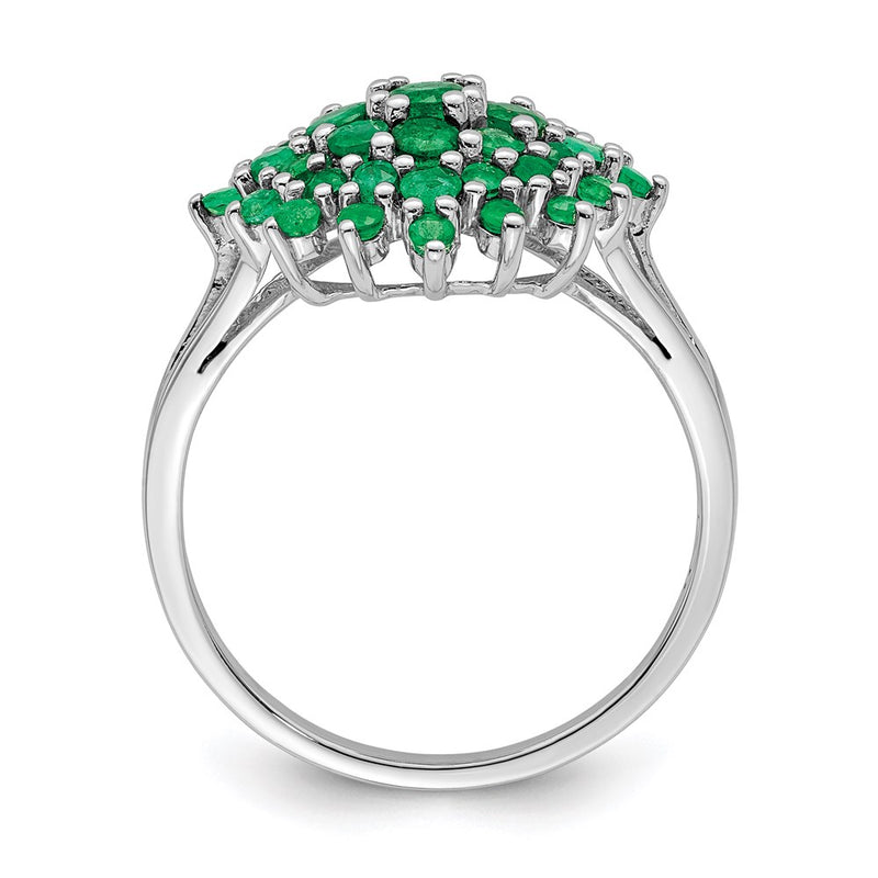 Sterling Silver Rhodium-plated Emerald Ring