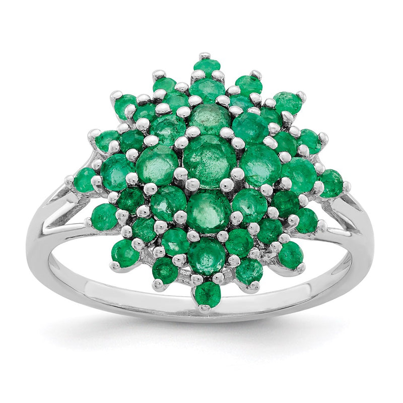Sterling Silver Rhodium-plated Emerald Ring