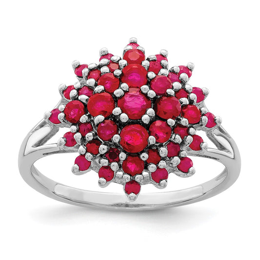 Sterling Silver Rhodium-plated Ruby Ring