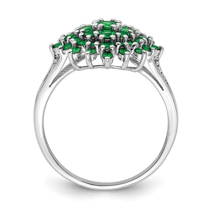 Sterling Silver Rhodium Tsavorite Garnet Ring