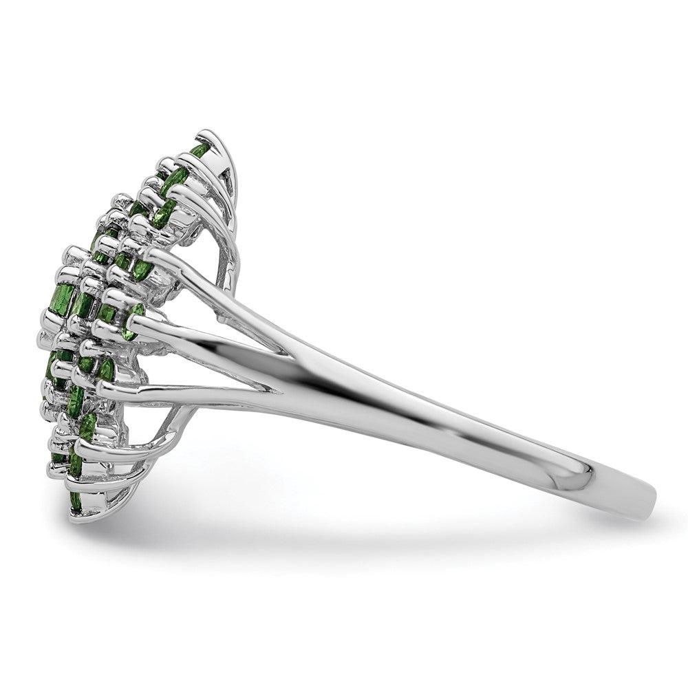 Sterling Silver Rhodium Tsavorite Garnet Ring