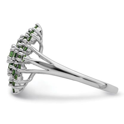Sterling Silver Rhodium Tsavorite Garnet Ring
