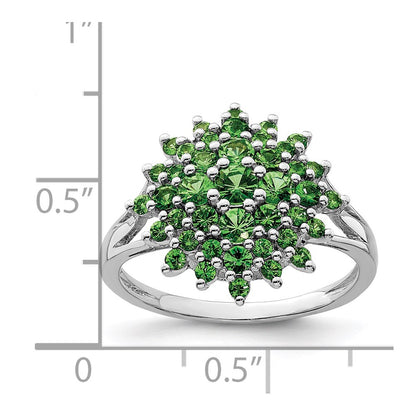 Sterling Silver Rhodium Tsavorite Garnet Ring