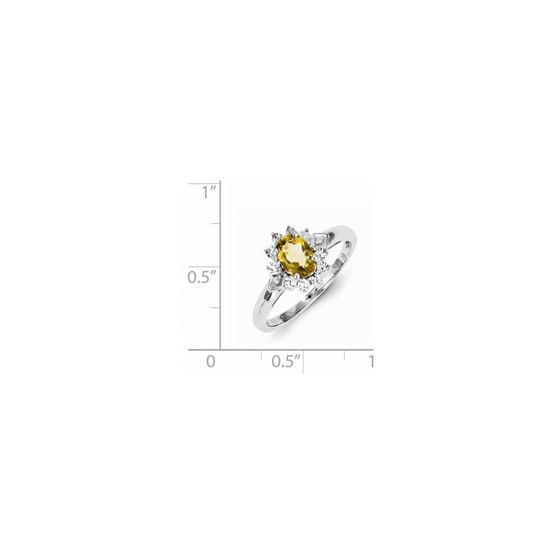 Sterling Silver Diamond & Whiskey Quartz Ring