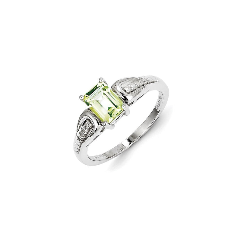 Sterling Silver Diamond & Lemon Quartz Ring