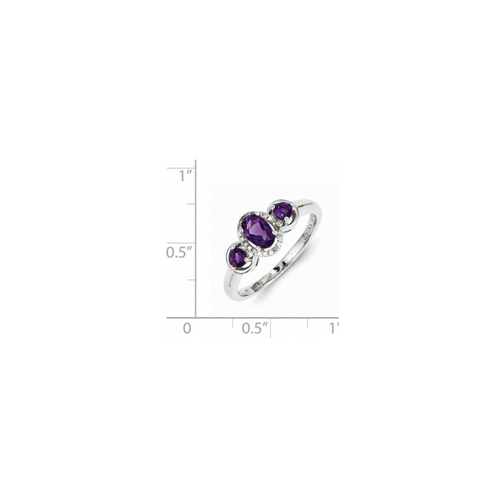 Sterling Silver Amethyst Diamond Ring