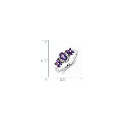 Sterling Silver Amethyst Diamond Ring