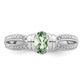Sterling Silver Rhodium Green Quartz Diamond Ring