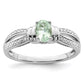Sterling Silver Rhodium Green Quartz Diamond Ring