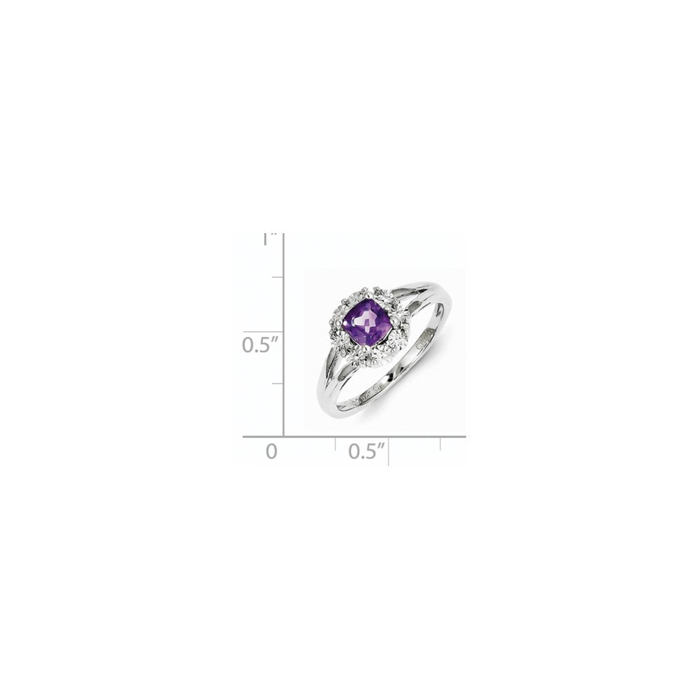 Sterling Silver Amethyst Diamond Ring