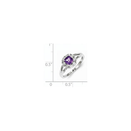 Sterling Silver Amethyst Diamond Ring