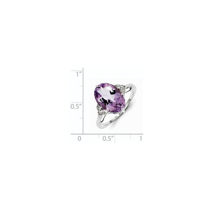 Sterling Silver with Amethyst and White Topaz Oval Ring