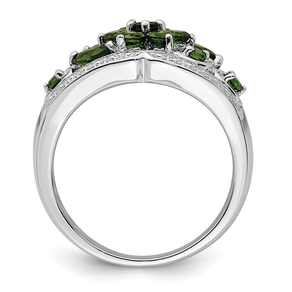 Sterling Silver Rhodium Chrome Diopside Ring