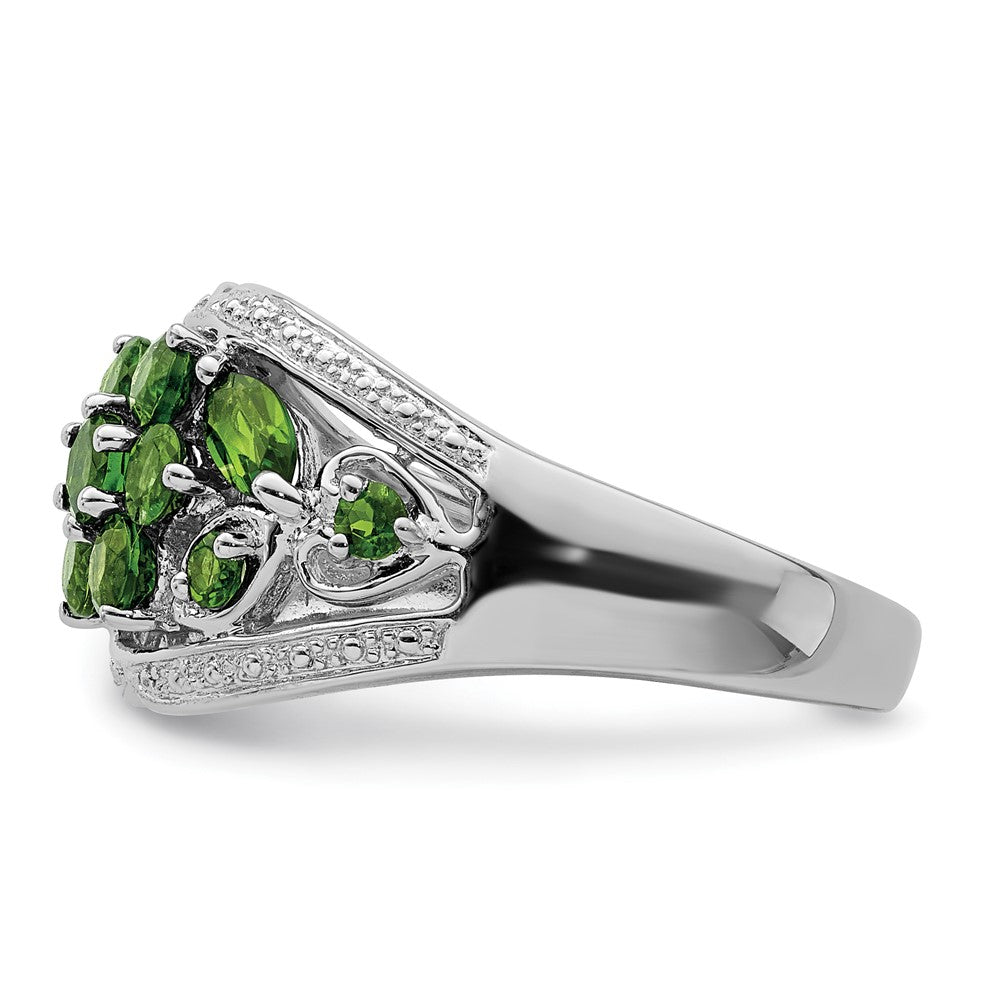 Sterling Silver Rhodium Chrome Diopside Ring