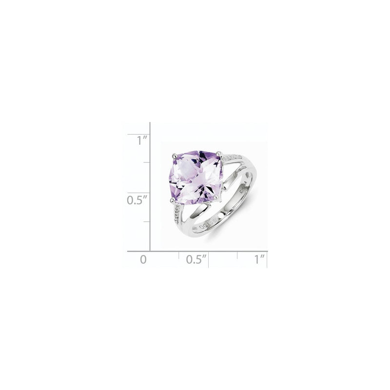 Sterling Silver Diamond and Rose De France Quartz Ring