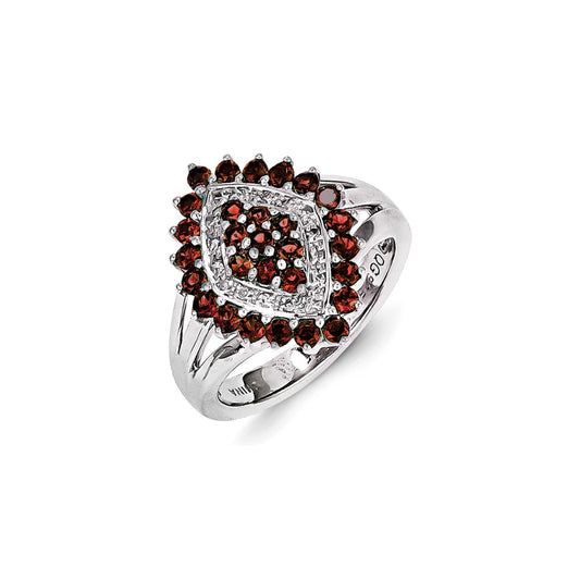 Sterling Silver Diamond and Brazilian Garnet Ring