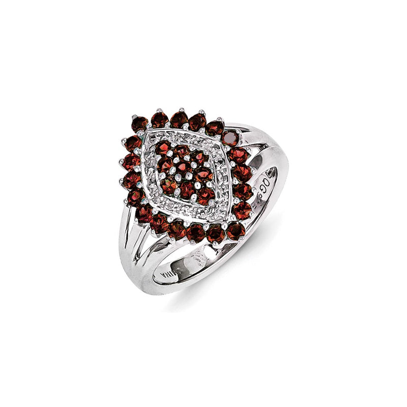 Sterling Silver Diamond and Brazilian Garnet Ring