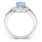Sterling Silver Rhodium Plated Dia. Lt Swiss Blue Topaz Heart Ring
