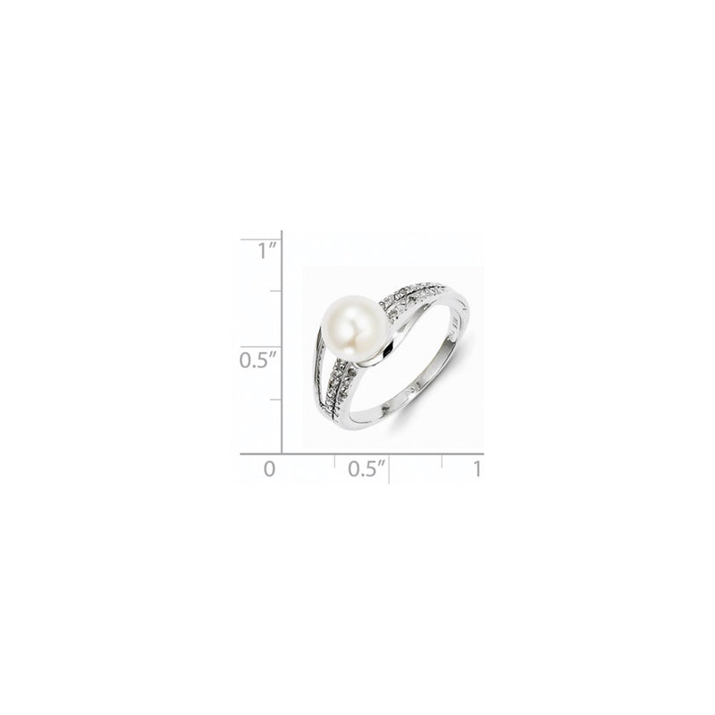 Sterling Silver Rhodium Plated Diamond and FW Cultured Pearl Ring