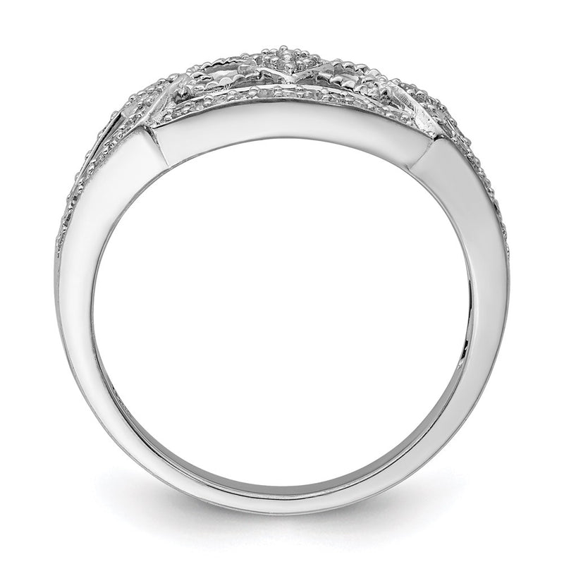 Sterling Silver Rhodium Diamond Fashion Ring