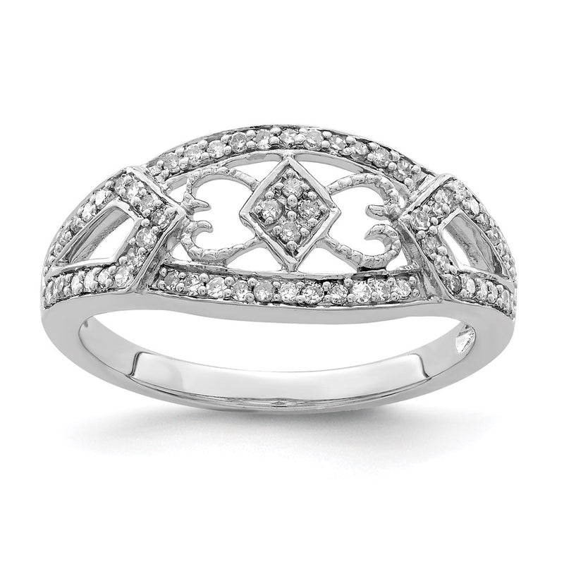 Sterling Silver Rhodium Diamond Fashion Ring