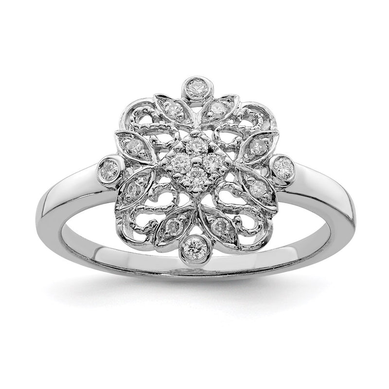 Sterling Silver Rhodium Diamond Fashion Ring