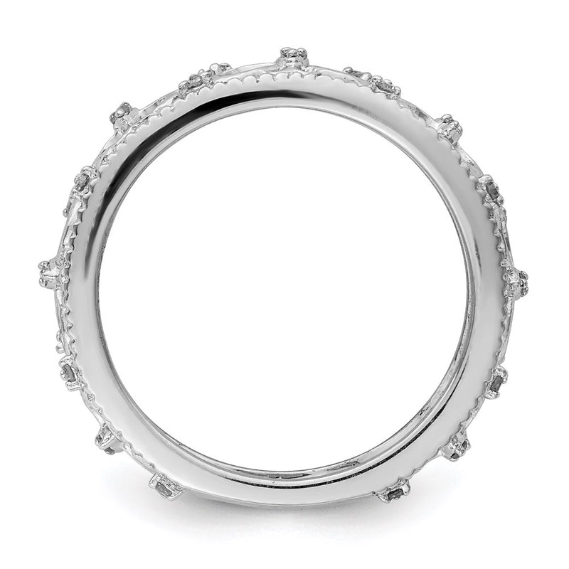 Sterling Silver Rhodium Diamond Fashion Ring