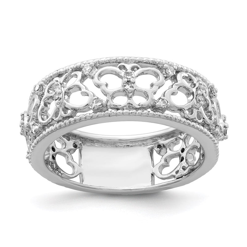 Sterling Silver Rhodium Diamond Fashion Ring