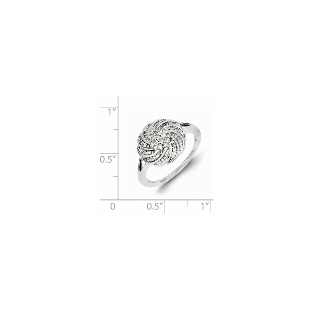 Sterling Silver Diamond Round Flower Ring