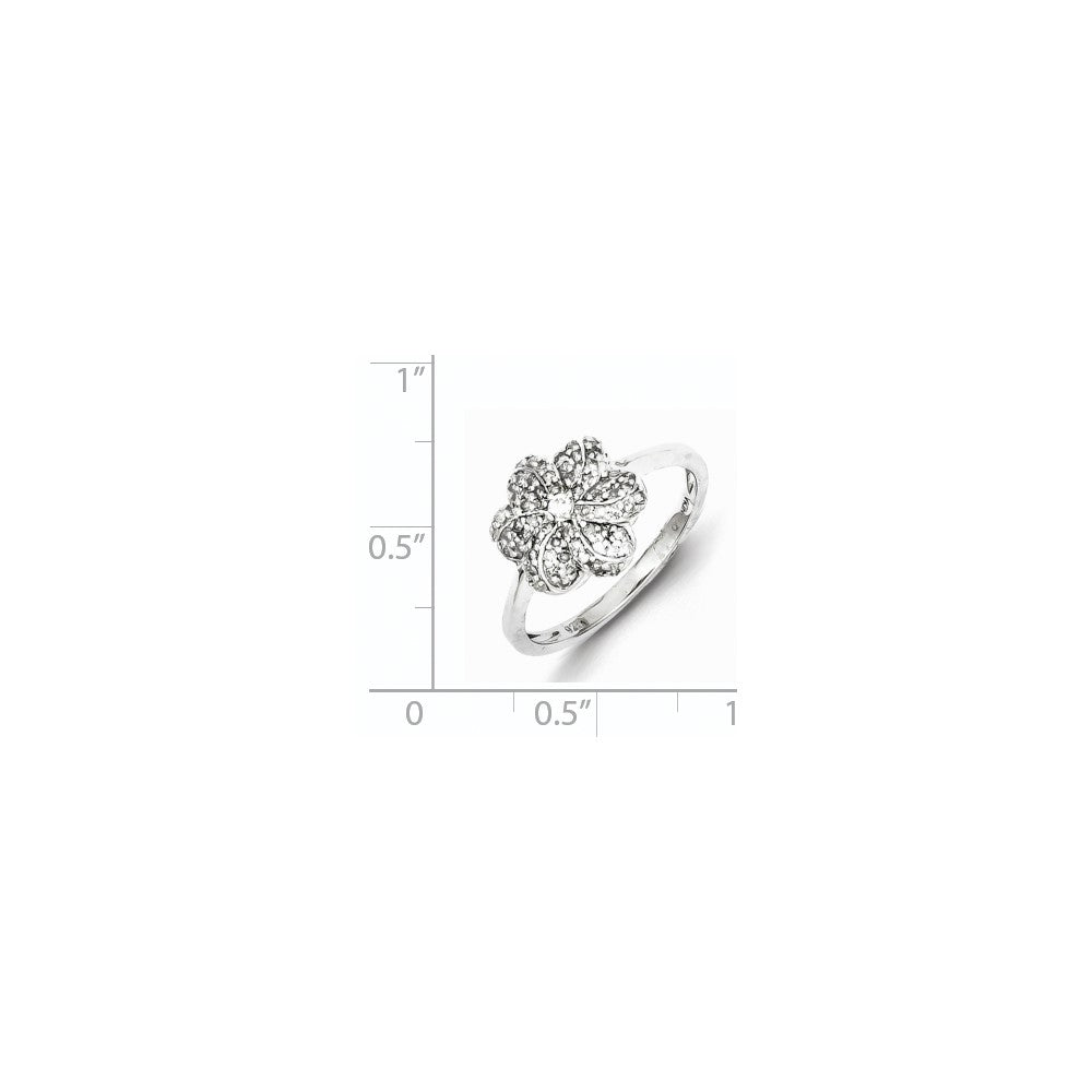 Sterling Silver & Diamond Flower Ring