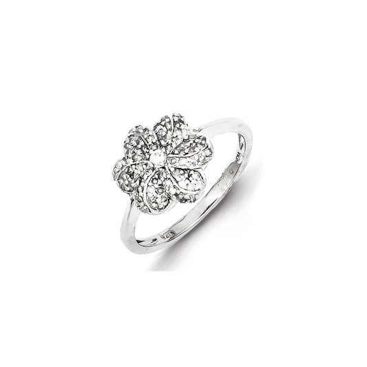 Sterling Silver & Diamond Flower Ring