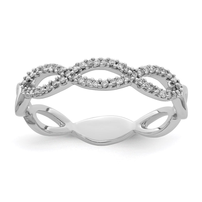 Sterling Silver Rhodium Diamond Fashion Ring
