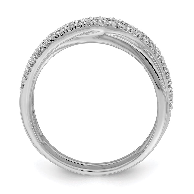 Sterling Silver Rhodium Diamond Wave Ring