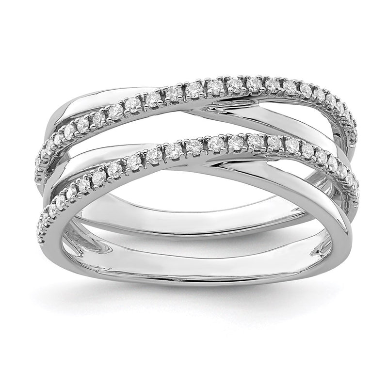 Sterling Silver Rhodium Diamond Wave Ring