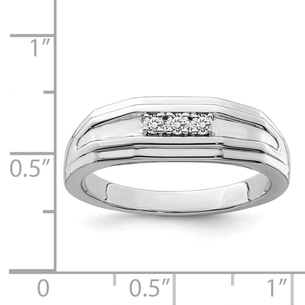 Sterling Silver Rhodium Plated Diamond Men's Ring