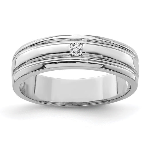 Sterling Silver Rhodium Plated Diamond Band