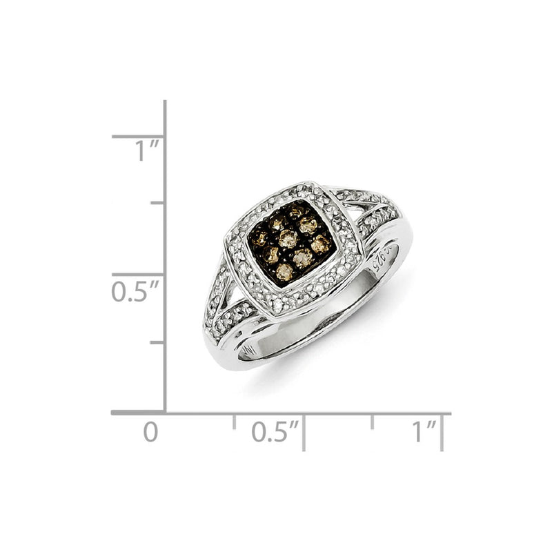 Sterling Silver Champagne Diamond Square Ring