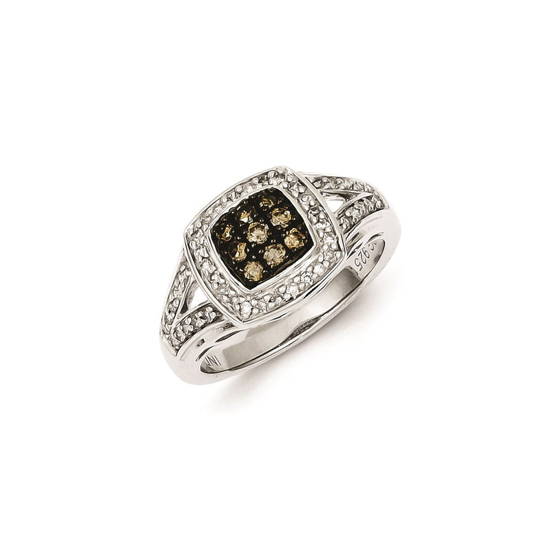 Sterling Silver Champagne Diamond Square Ring