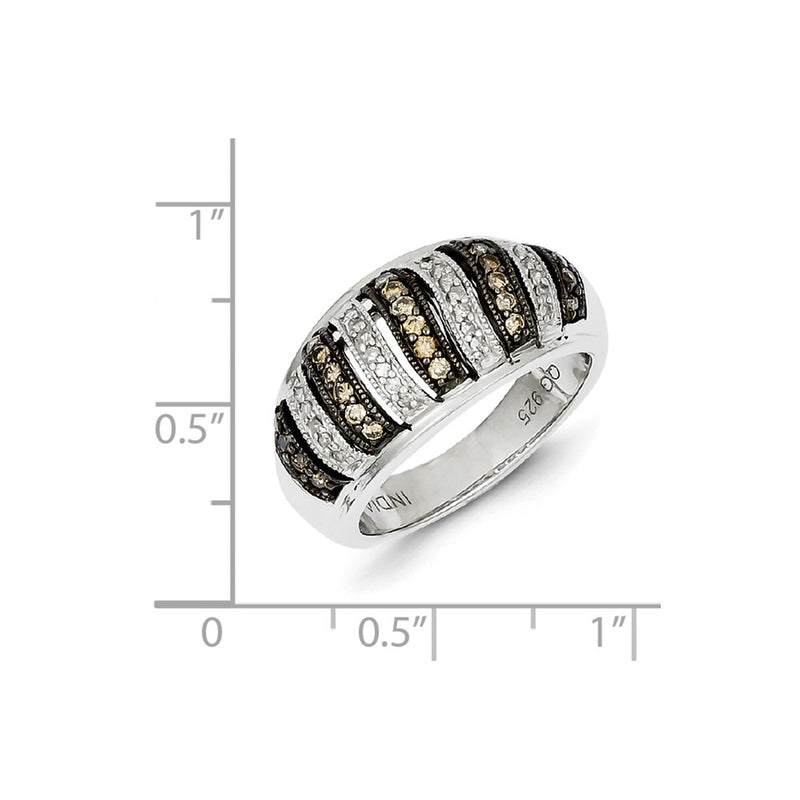 Sterling Silver Champagne Diamond Fancy Swirl Design Ring