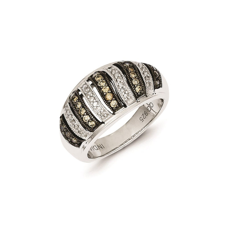 Sterling Silver Champagne Diamond Fancy Swirl Design Ring