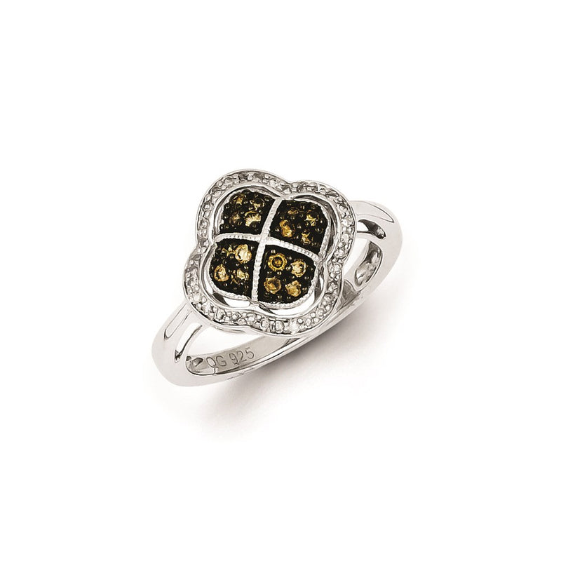 Sterling Silver Champagne Diamond Clover Ring