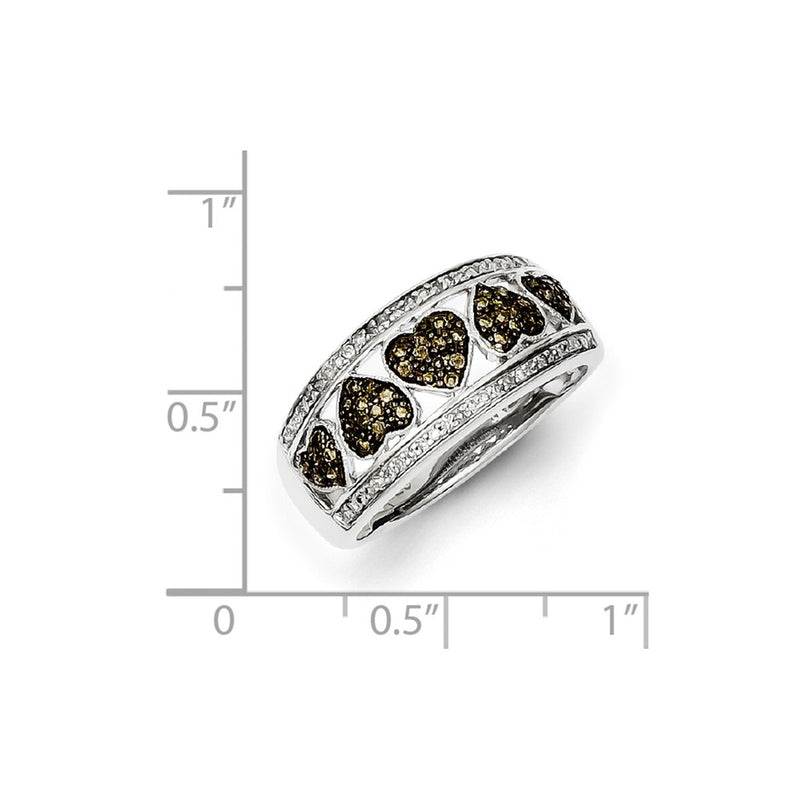 Sterling Silver Champagne/White Diamond Heart Ring