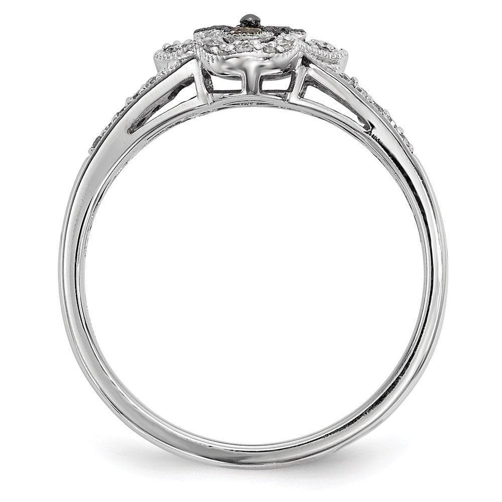 Sterling Silver Champagne Diamond Small Flower Ring