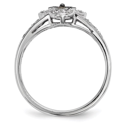 Sterling Silver Champagne Diamond Small Flower Ring