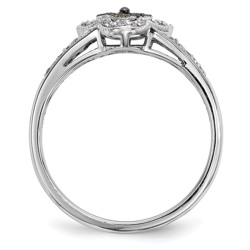 Sterling Silver Champagne Diamond Small Flower Ring