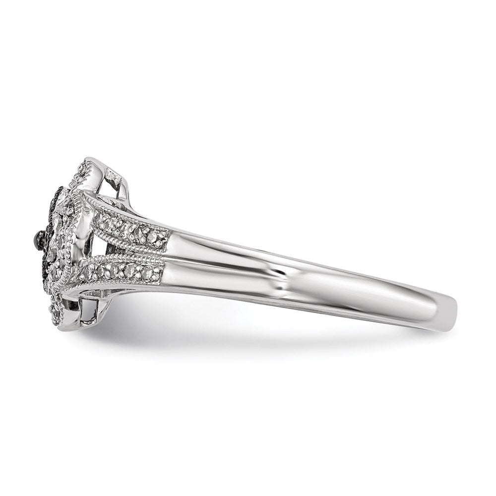 Sterling Silver Champagne Diamond Small Flower Ring