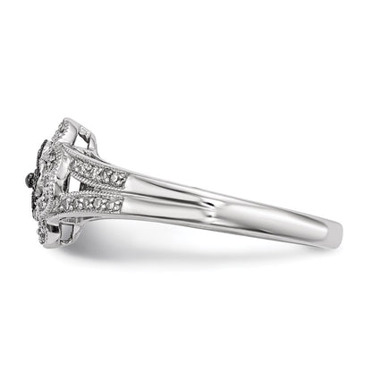 Sterling Silver Champagne Diamond Small Flower Ring