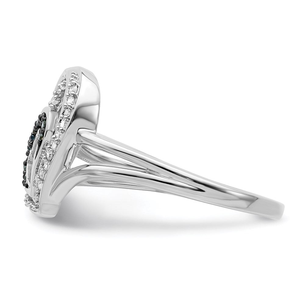 White Night Sterling Silver Rhodium-plated Blue and White Diamond Heart Ring