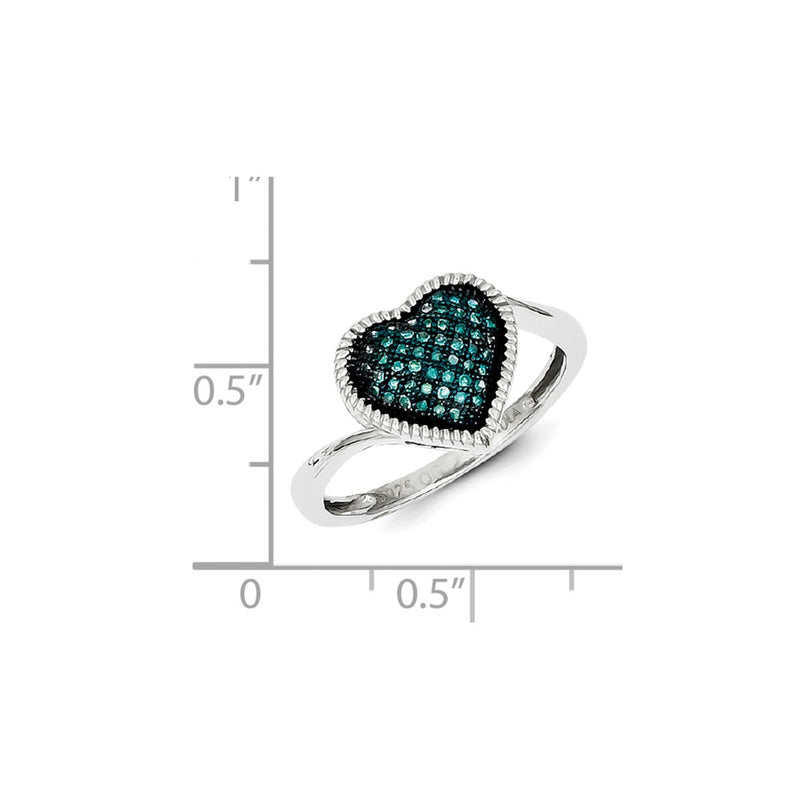 Sterling Silver Blue Diamond Heart Ring